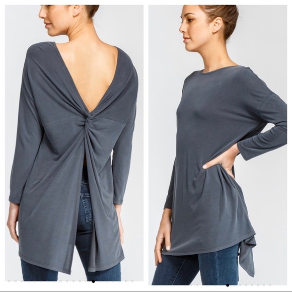✨LAST ONES SALE ✨Charcoal Grey twist back tunic - Picture 2 of 5